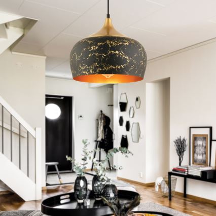 Hanglamp MONZA aan kabel 1x E27/40W/230V Ø 30 cm zwart/bronzen