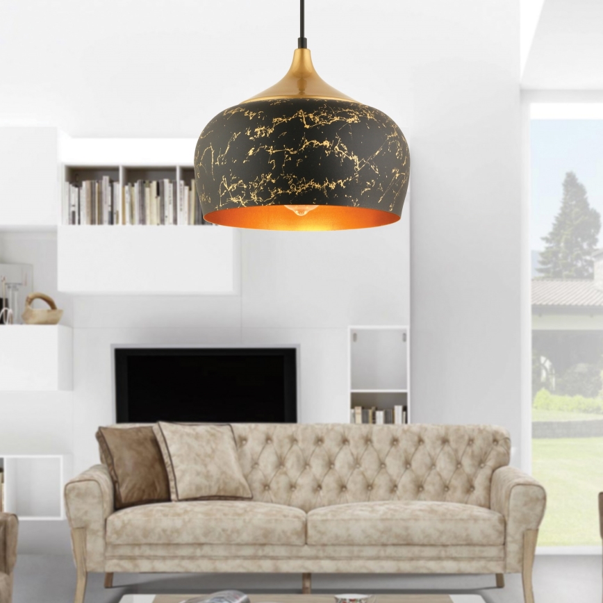 Hanglamp MONZA aan kabel 1x E27/40W/230V Ø 30 cm zwart/bronzen