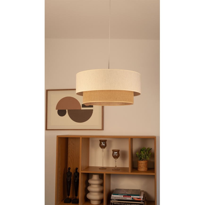 Hanglamp NATIA met kabel, 1x E27 (max. 60 W), 230 V, Ø 45 cm, wit/bruin