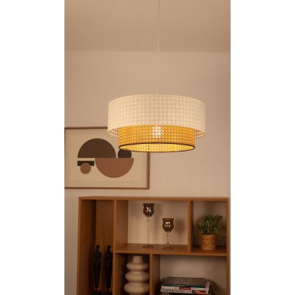 Hanglamp NATIA met kabel 1xE27/60W/230V wit/bruin