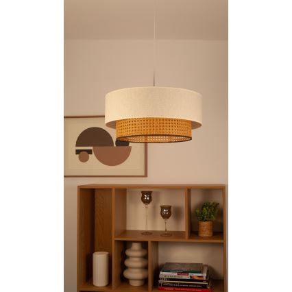 Hanglamp NATIA met kabel 1xE27/60W/230V wit/bruin