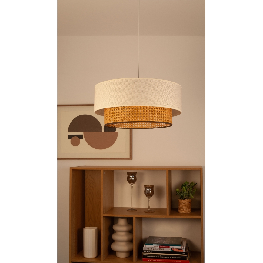 Hanglamp NATIA met kabel 1xE27/60W/230V wit/bruin