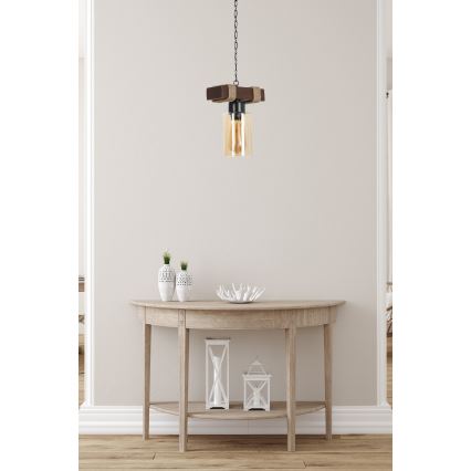 Hanglamp op ketting JASMIN 1xE27/40W/230V bruin/beige