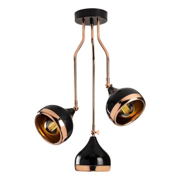 Hanglamp op staaf YILDO 3xE27/40W/230V zwart/koper