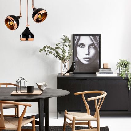 Hanglamp op staaf YILDO 3xE27/40W/230V zwart/koper