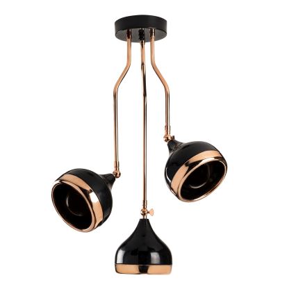 Hanglamp op staaf YILDO 3xE27/40W/230V zwart/koper