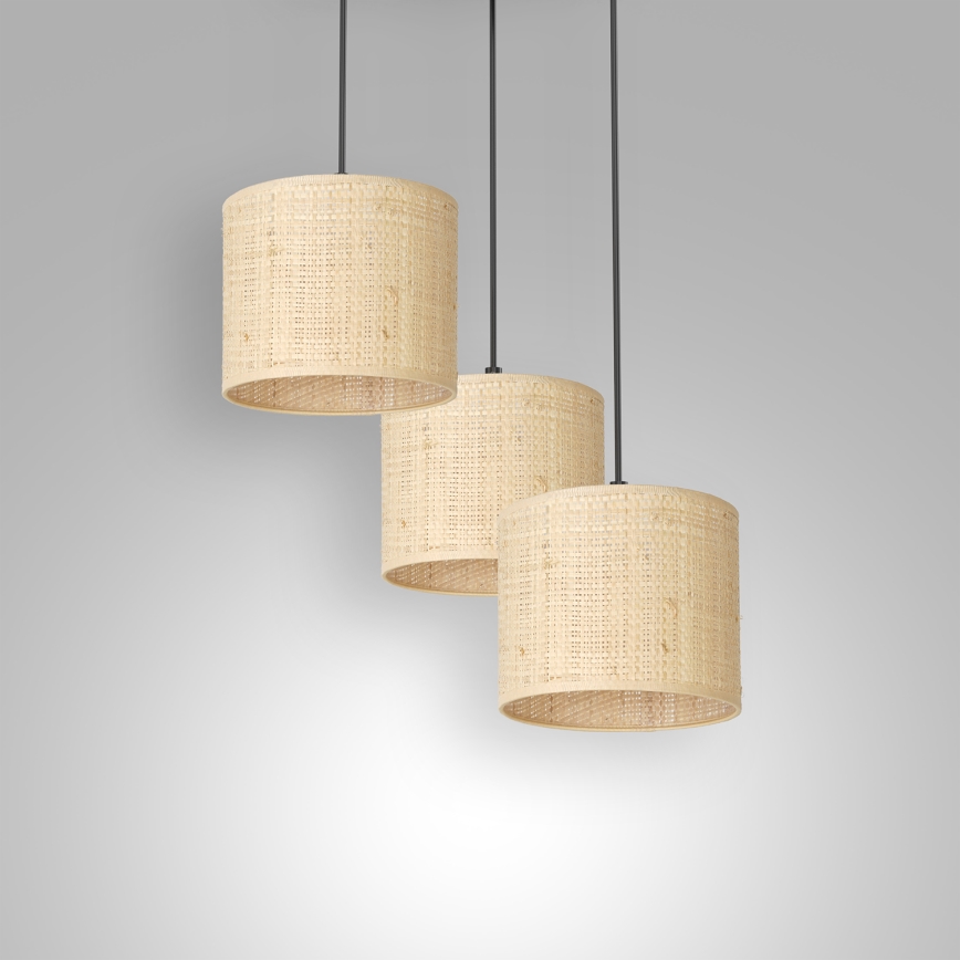 Hanglamp aan kabel RATTAN 3xE27/60W/230V rotan