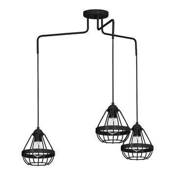 Hanglamp RING 3xE27/60W/230V spin zwart