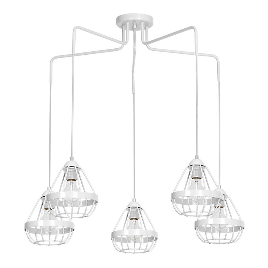 Hanglamp RING 5xE27/60W/230V spin wit