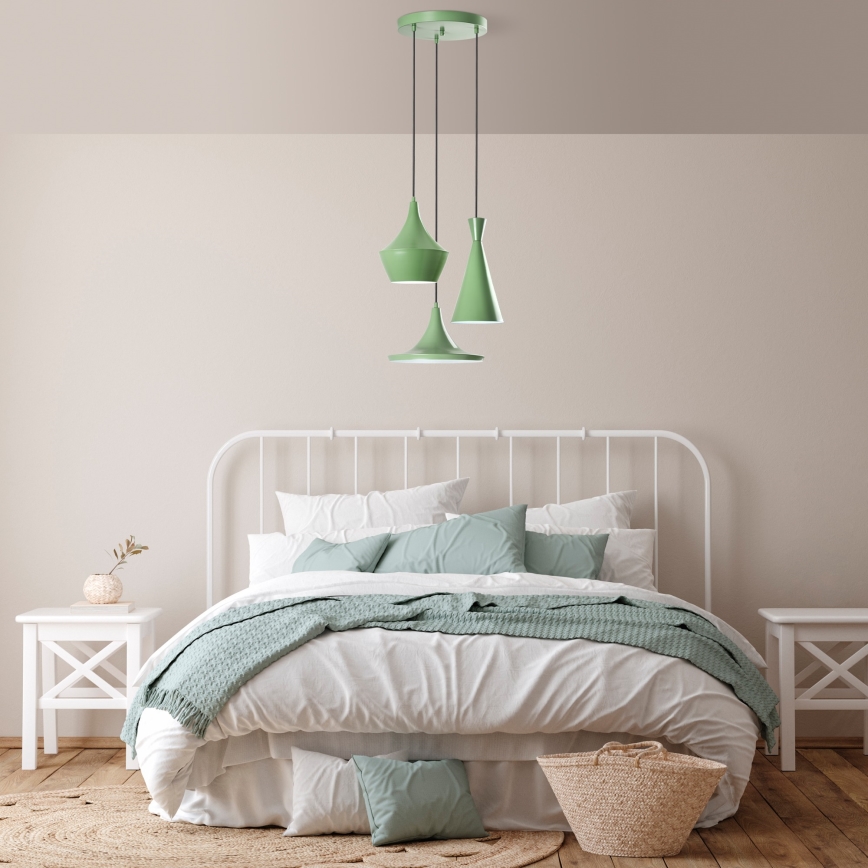 Hanglamp TOM met kabel 3xE27/40W/230V groen