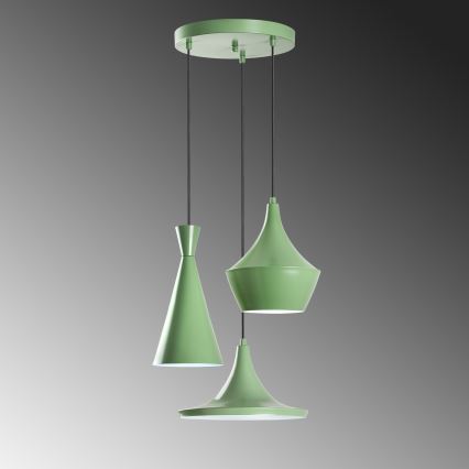 Hanglamp TOM met kabel 3xE27/40W/230V groen