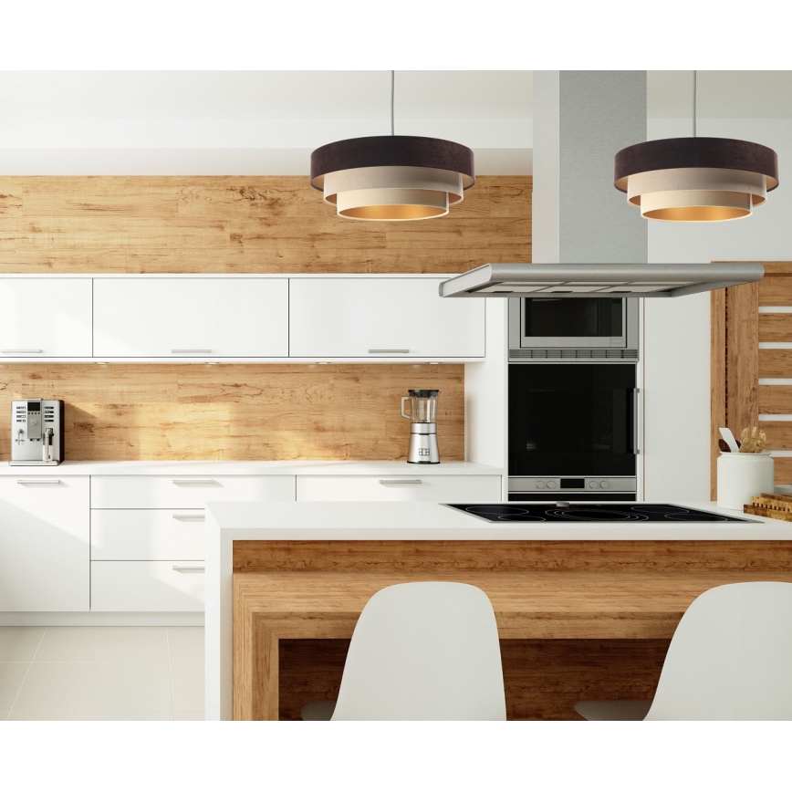 Hanglamp aan kabel TRINITI 1xE27/60W/230V bruin/beige/goud