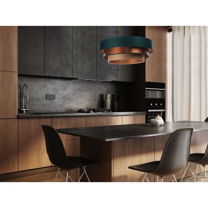 Hanglamp aan kabel TRINITI 1xE27/60W/230V groen/koper