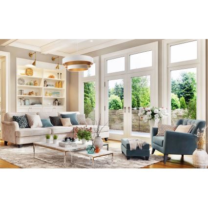 Hanglamp aan kabel TRINITI 1xE27/60W/230V wit/goud