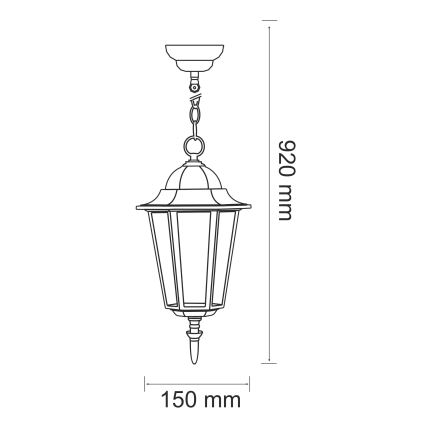 Hanglamp voor buiten 1xE27/20W/230V IP43 patina