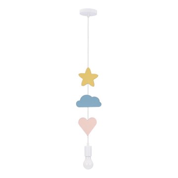Hanglamp voor kinderkamer aan snoer TRIO 1xE27/20W/230V geel/blauw/roze