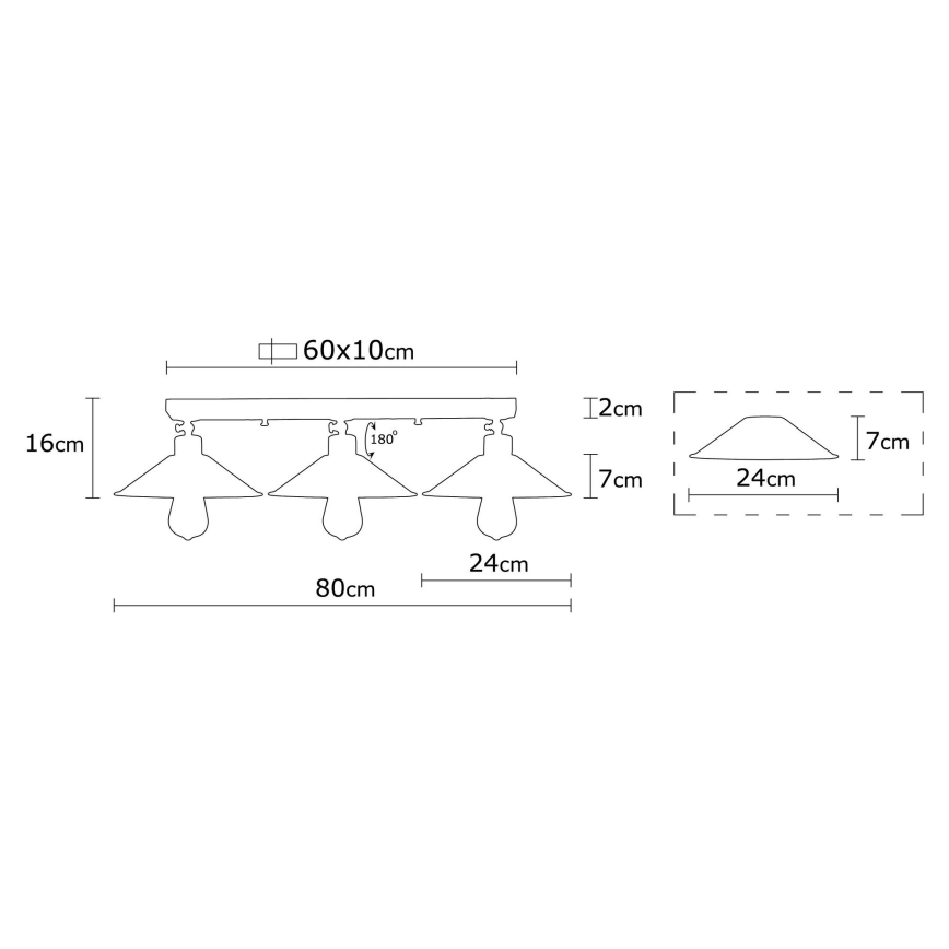 Hanglamp voor Oppervlak Montage BERCESTE 3xE27/40W/230V