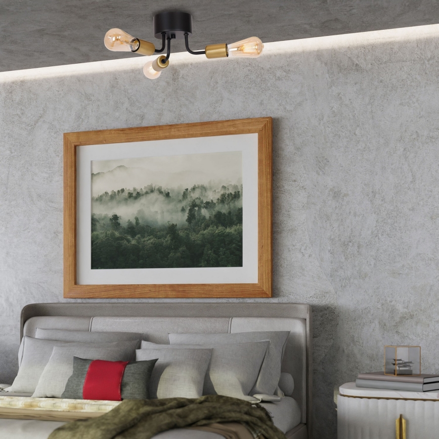 Hanglamp voor Oppervlak Montage BRENDA 3xE27/60W/230V zwart/goud