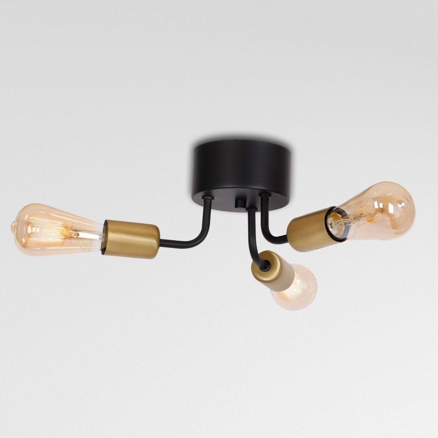 Hanglamp voor Oppervlak Montage BRENDA 3xE27/60W/230V zwart/goud