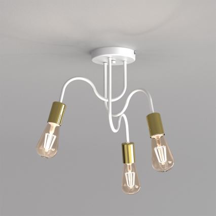 Hanglamp voor Oppervlak Montage DOW 3xE27/60W/230V wit/goud