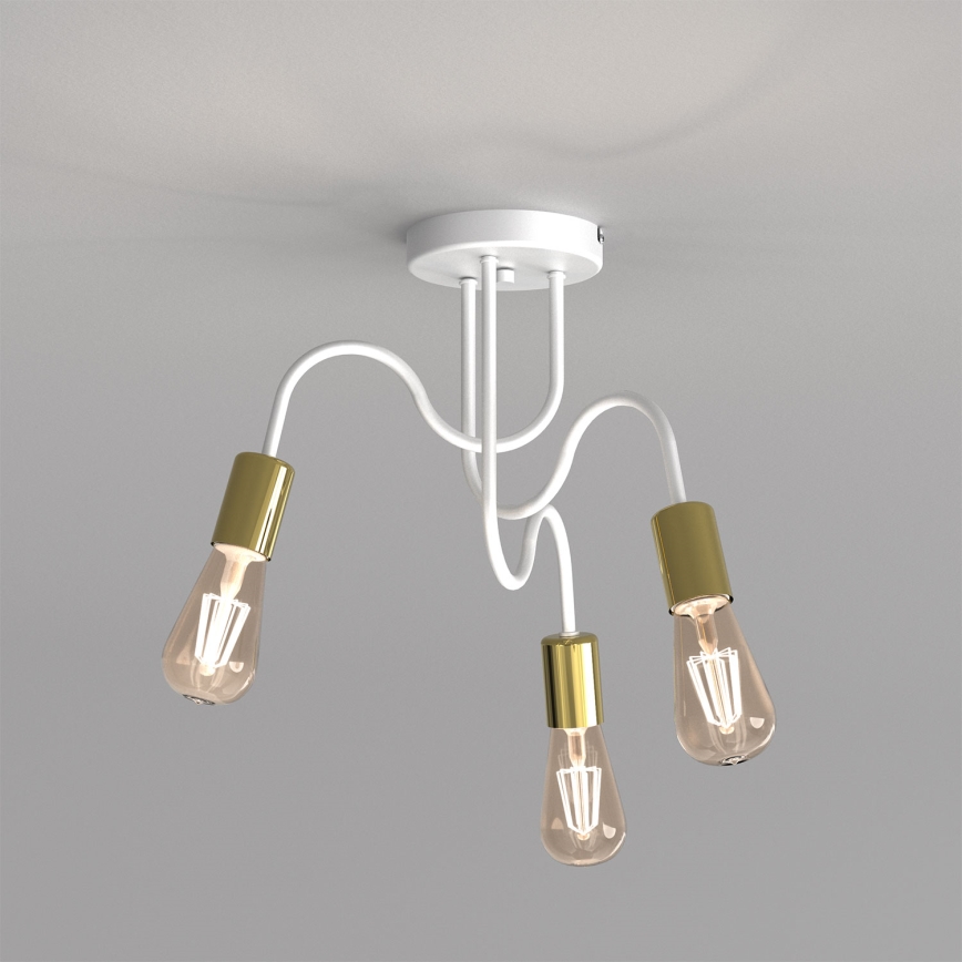 Hanglamp voor Oppervlak Montage DOW 3xE27/60W/230V wit/goud