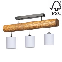 Hanglamp voor Oppervlak Montage FORESTA 3xE27/25W/230V dennen - FSC-gecertificeerd