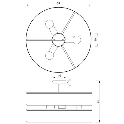 Hanglamp voor Oppervlak Montage GLUM 3xE27/60W/230V zwart