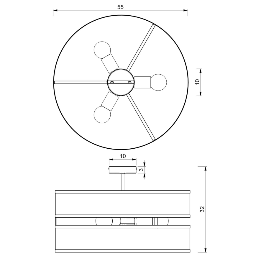 Hanglamp voor Oppervlak Montage GLUM 3xE27/60W/230V zwart