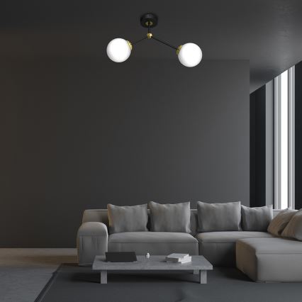 Hanglamp voor Oppervlak Montage JOY 2xE14/40W/230V zwart/goud