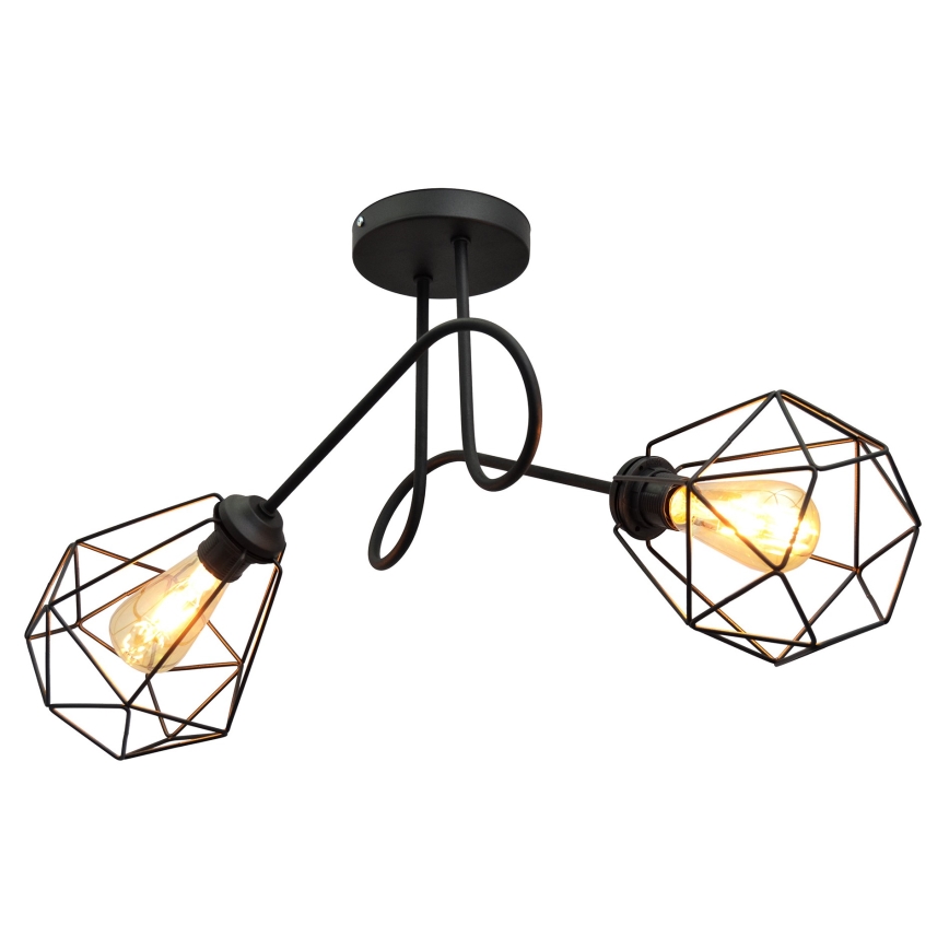 Hanglamp voor Oppervlak Montage KARO 2xE27/15W/230V zwart