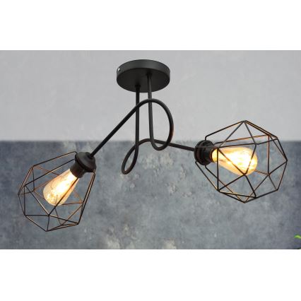Hanglamp voor Oppervlak Montage KARO 2xE27/15W/230V zwart