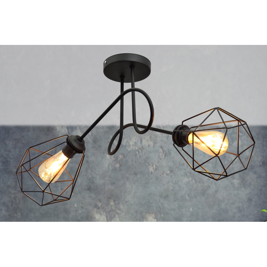Hanglamp voor Oppervlak Montage KARO 2xE27/15W/230V zwart