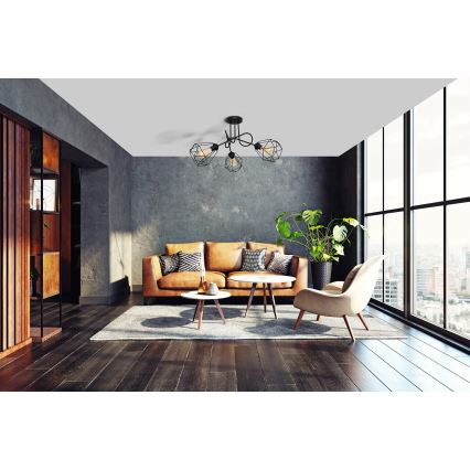 Hanglamp voor Oppervlak Montage KARO 3xE27/15W/230V zwart