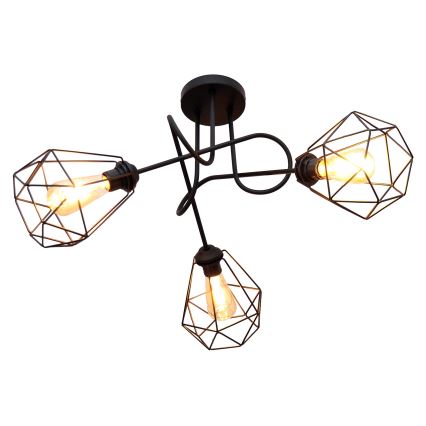 Hanglamp voor Oppervlak Montage KARO 3xE27/15W/230V zwart