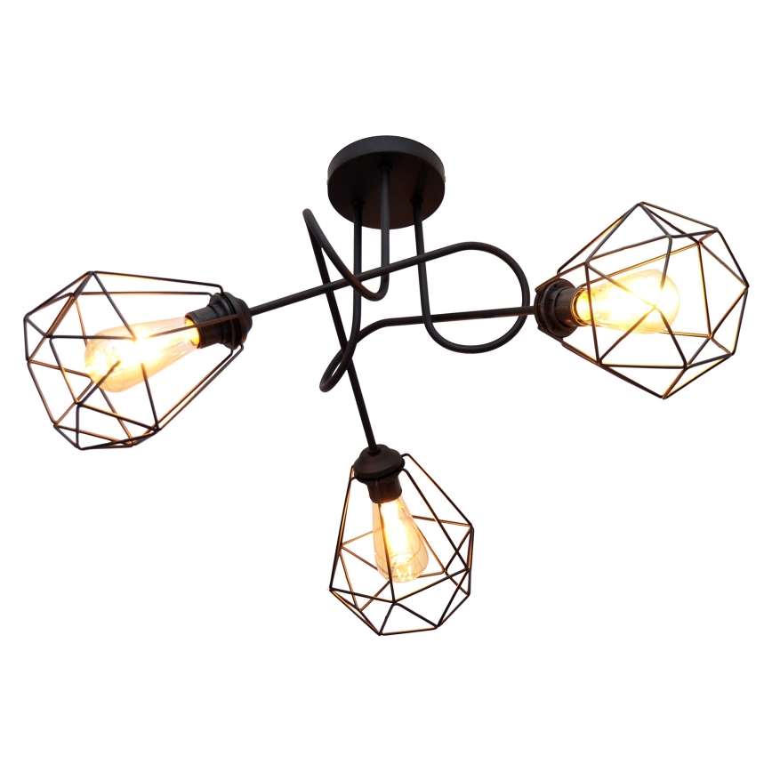 Hanglamp voor Oppervlak Montage KARO 3xE27/15W/230V zwart