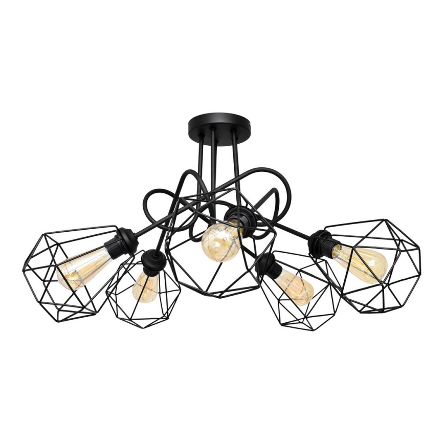 Hanglamp voor Oppervlak Montage KARO 5xE27/15W/230V zwart