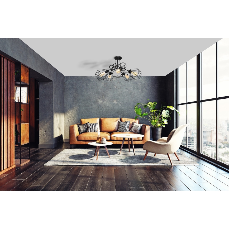Hanglamp voor Oppervlak Montage KARO 5xE27/15W/230V zwart