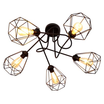 Hanglamp voor Oppervlak Montage KARO 5xE27/15W/230V zwart