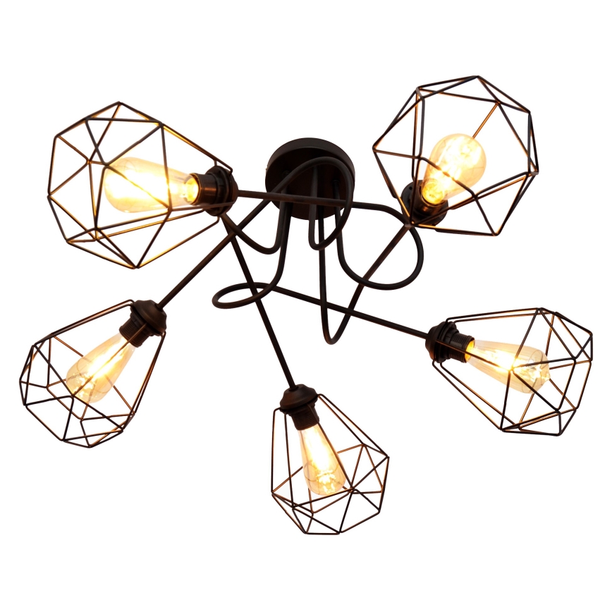 Hanglamp voor Oppervlak Montage KARO 5xE27/15W/230V zwart