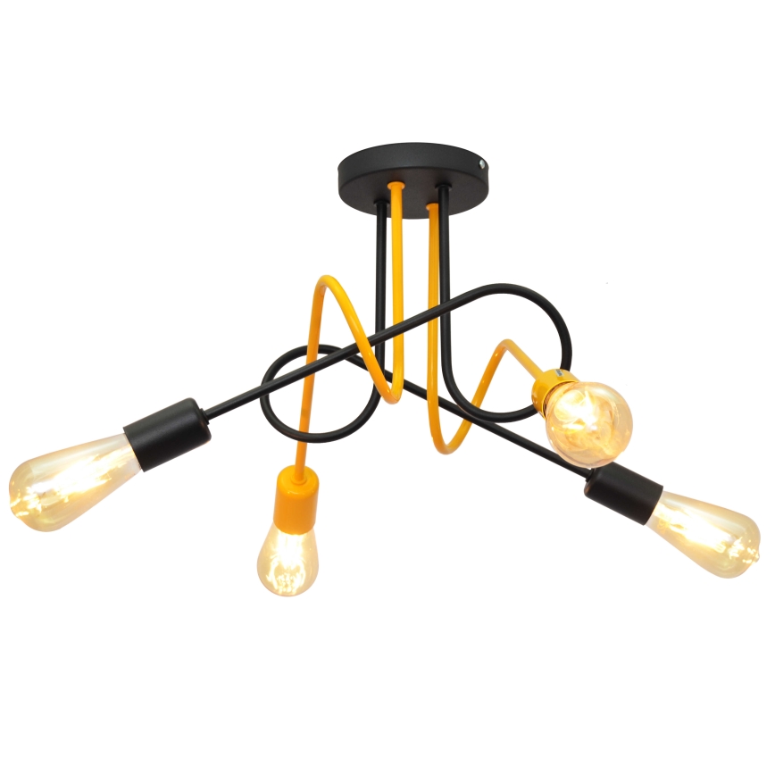 Hanglamp voor Oppervlak Montage OXFORD 4xE27/15W/230V zwart/geel