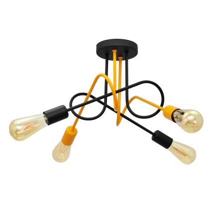 Hanglamp voor Oppervlak Montage OXFORD 4xE27/15W/230V zwart/geel