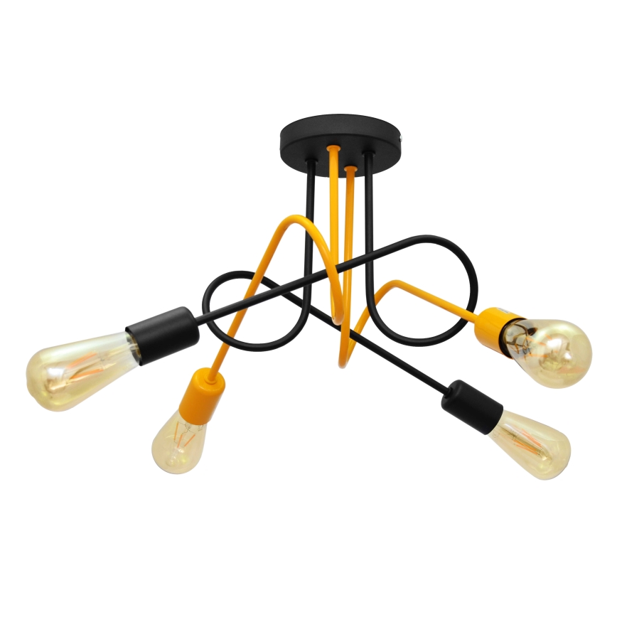 Hanglamp voor Oppervlak Montage OXFORD 4xE27/15W/230V zwart/geel