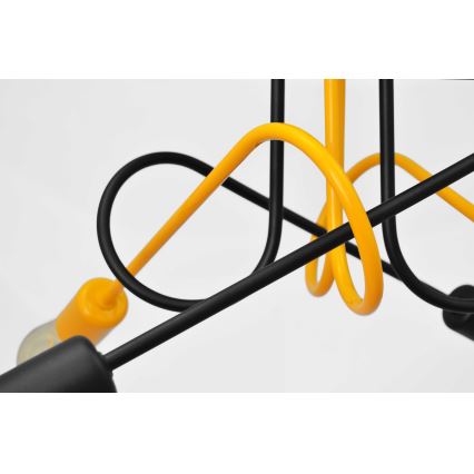 Hanglamp voor Oppervlak Montage OXFORD 4xE27/15W/230V zwart/geel