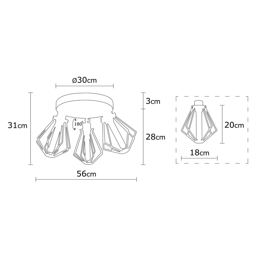 Hanglamp voor Oppervlak Montage OYLAT 3xE27/40W/230V