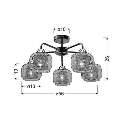 Hanglamp voor Oppervlak Montage RAY 5xE14/40W/230V