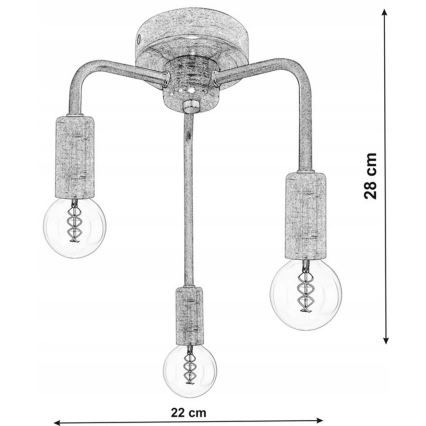 Hanglamp voor Oppervlak Montage SAGA 3xE27/40W/230V