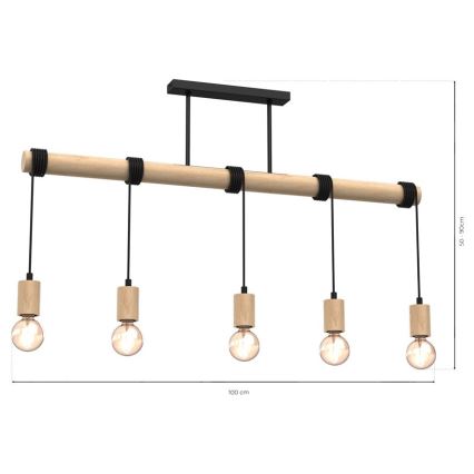 Hanglamp voor Oppervlak Montage VIGA 5xE27/60W/230V hout