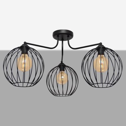 Hanglamp voor oppervlakte montage MERCURE 3xE27/15W/230V zwart