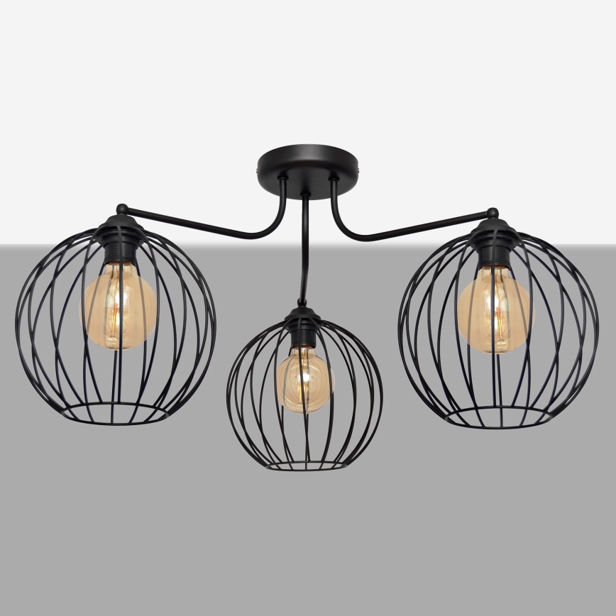 Hanglamp voor oppervlakte montage MERCURE 3xE27/15W/230V zwart