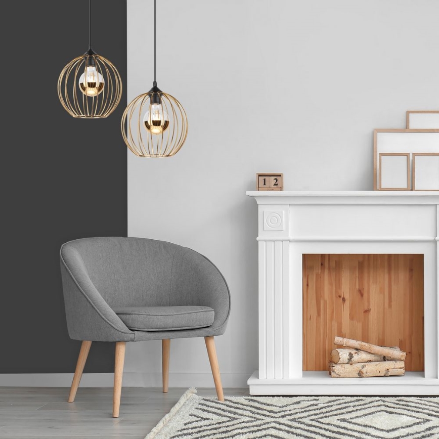 Hanglamp aan kabel ZOYA 1xE27/60W/230V goudkleurig